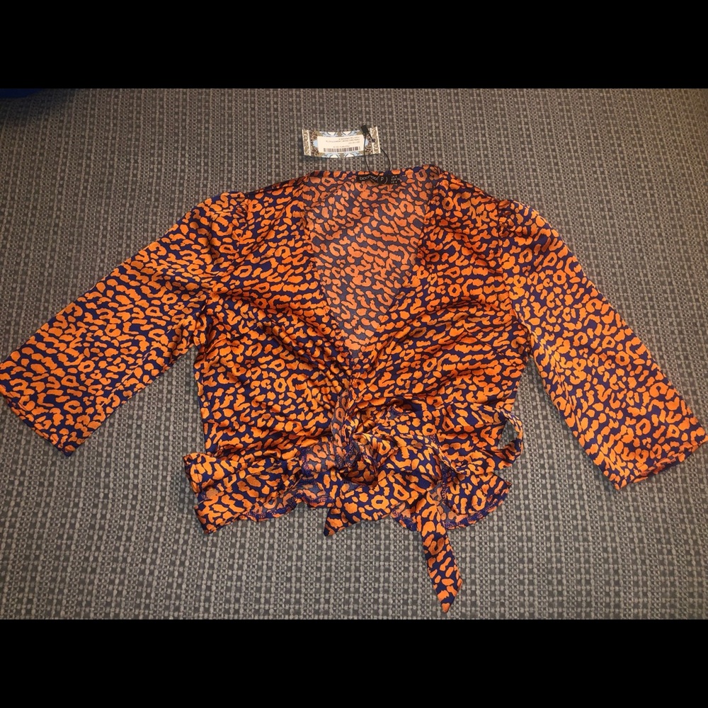 Boo hoo top crossover blouse